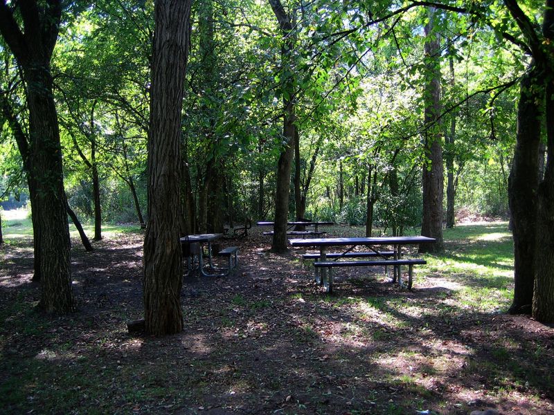 Day use picnic tables at Army Camp allow visitors to enjoy a meal near the New River.
