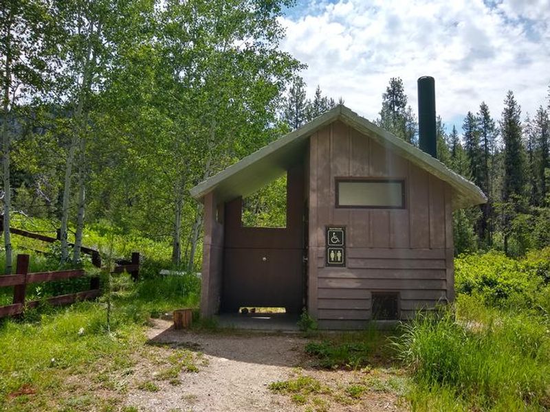 The outhouse at Deer Park Cabin is handicap accessible, unisex.