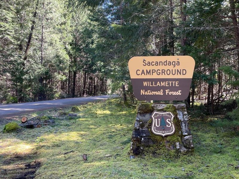 The entrance sign to the campground can be easily seen from Forest Service Road 21 and leads directly to the campground.