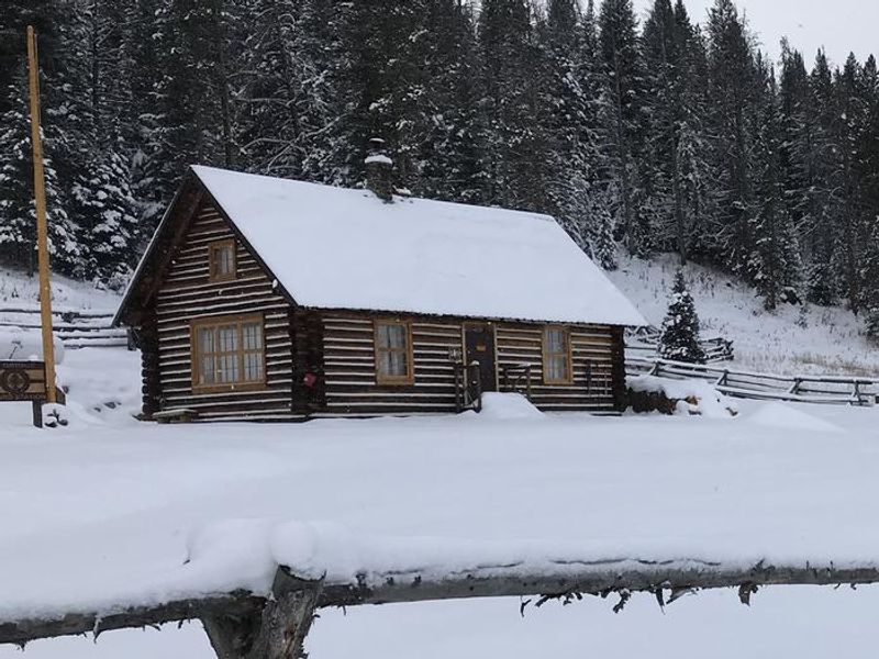 Cabin in snow