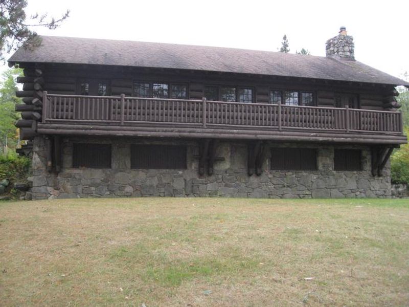 Back side of CCC pavilion, showing open grassy area.