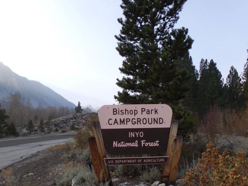Entrance sign leading into Bishop Park Campground