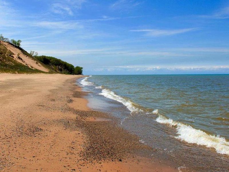 The water laps upon the shoreline at Central Avenue Beach.