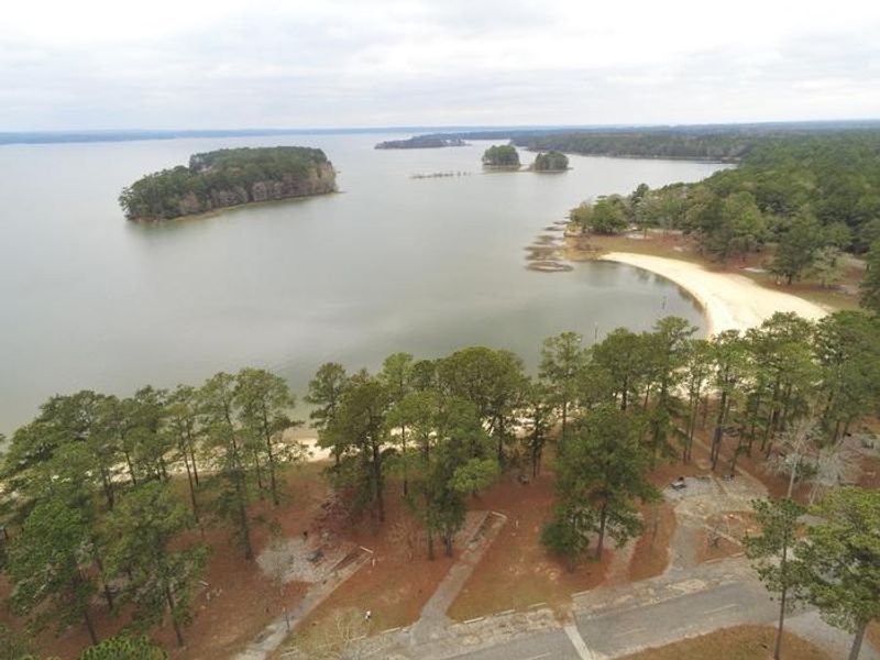 Cottonhill Campground overlooking swim beach and lake. 