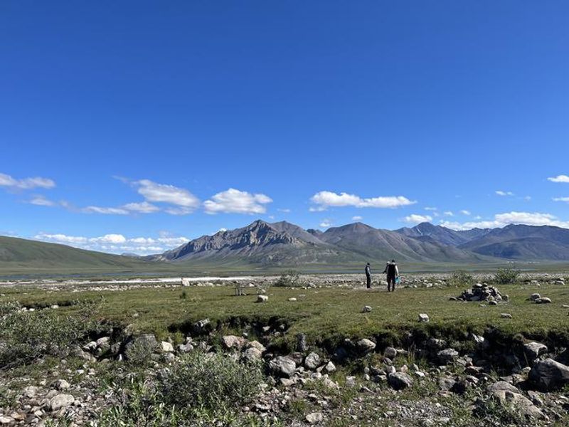 The Brooks Range looking east from Galbraith Lake Campground towards Galbraith Lake and Atigun River
