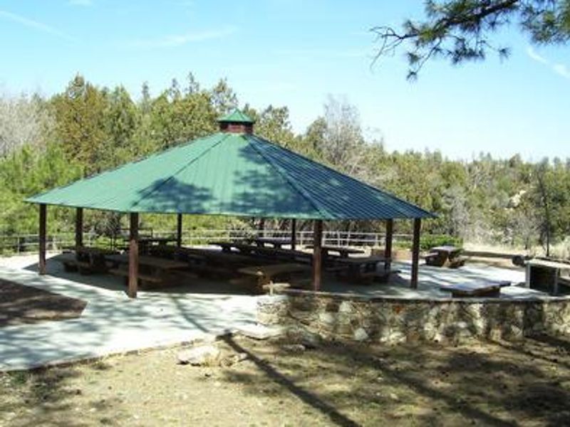 Group site with shaded benches. 
